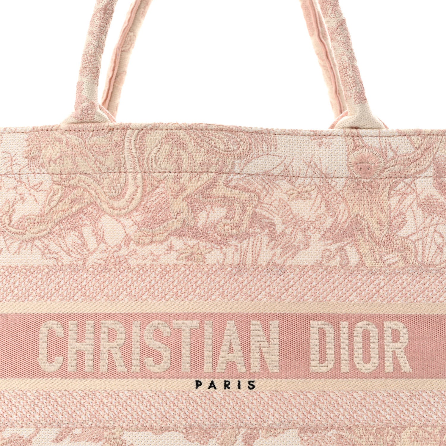 Christian Dior Canvas Embroidered Medium Dioriviera Toile De Jouy Book Tote Rose 8 of 10