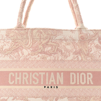 Christian Dior Canvas Embroidered Medium Dioriviera Toile De Jouy Book Tote Rose 8 of 10