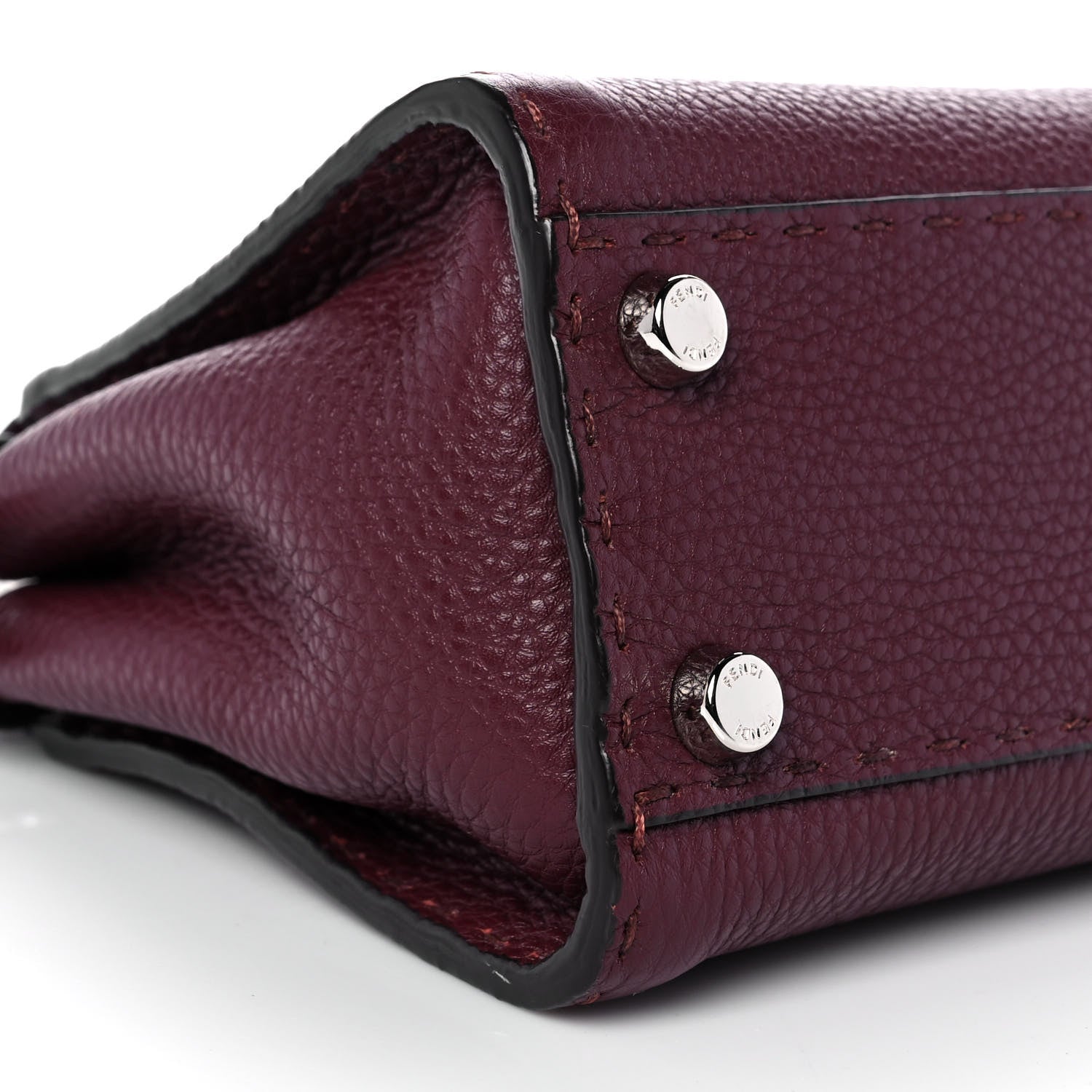 Fendi Cuoio Romano Selleria Bi-Color Mini Peekaboo Iconic Satchel Bordeaux Grigio Polvere 4 of 7