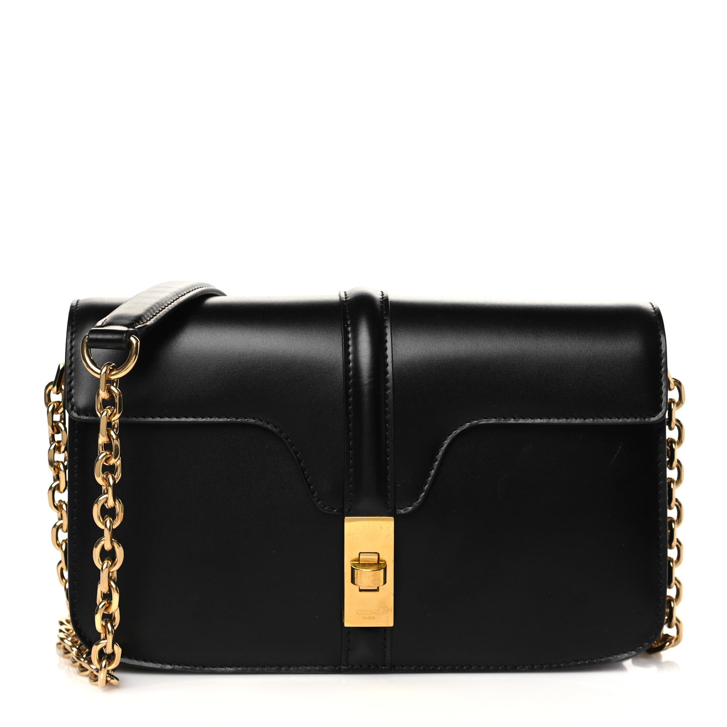 Satinated Calfskin 16 Chain Bag Black