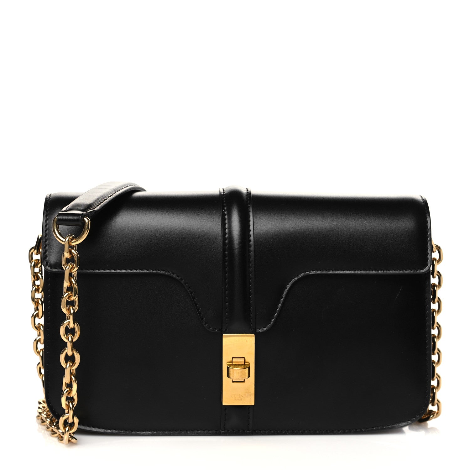 Celine Satinated Calfskin 16 Chain Bag Black 1 of 9
