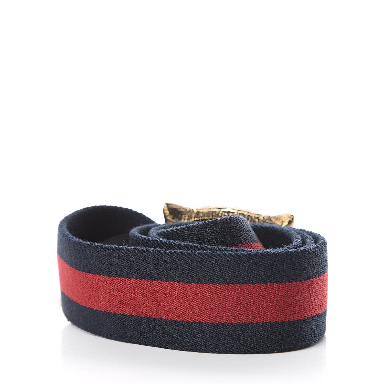 Gucci Web Feline Buckle Belt 80 32 Blue Red 2 of 3