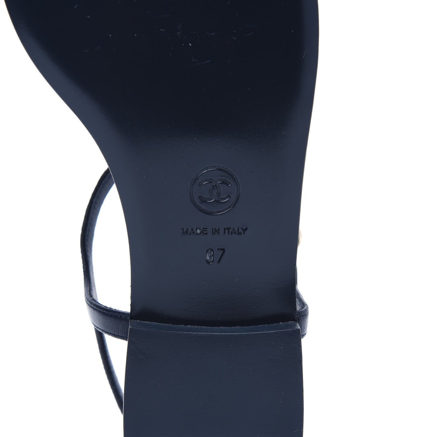 Lambskin Crystal CC Thong Sandals 37 Navy