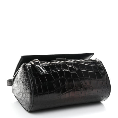 Givenchy Calfskin Crocodile Embossed Mini Pandora Box Crossbody Bag Black 4 of 14
