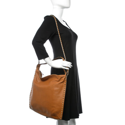 Valentino Garavani Vitello Rockstud Hobo Camel 2 of 12