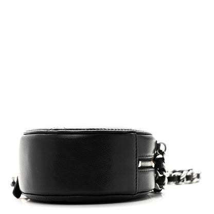 Chanel Shiny Goatskin Quilted Chanel 19 Round Clutch With Chain Black 10 of 11