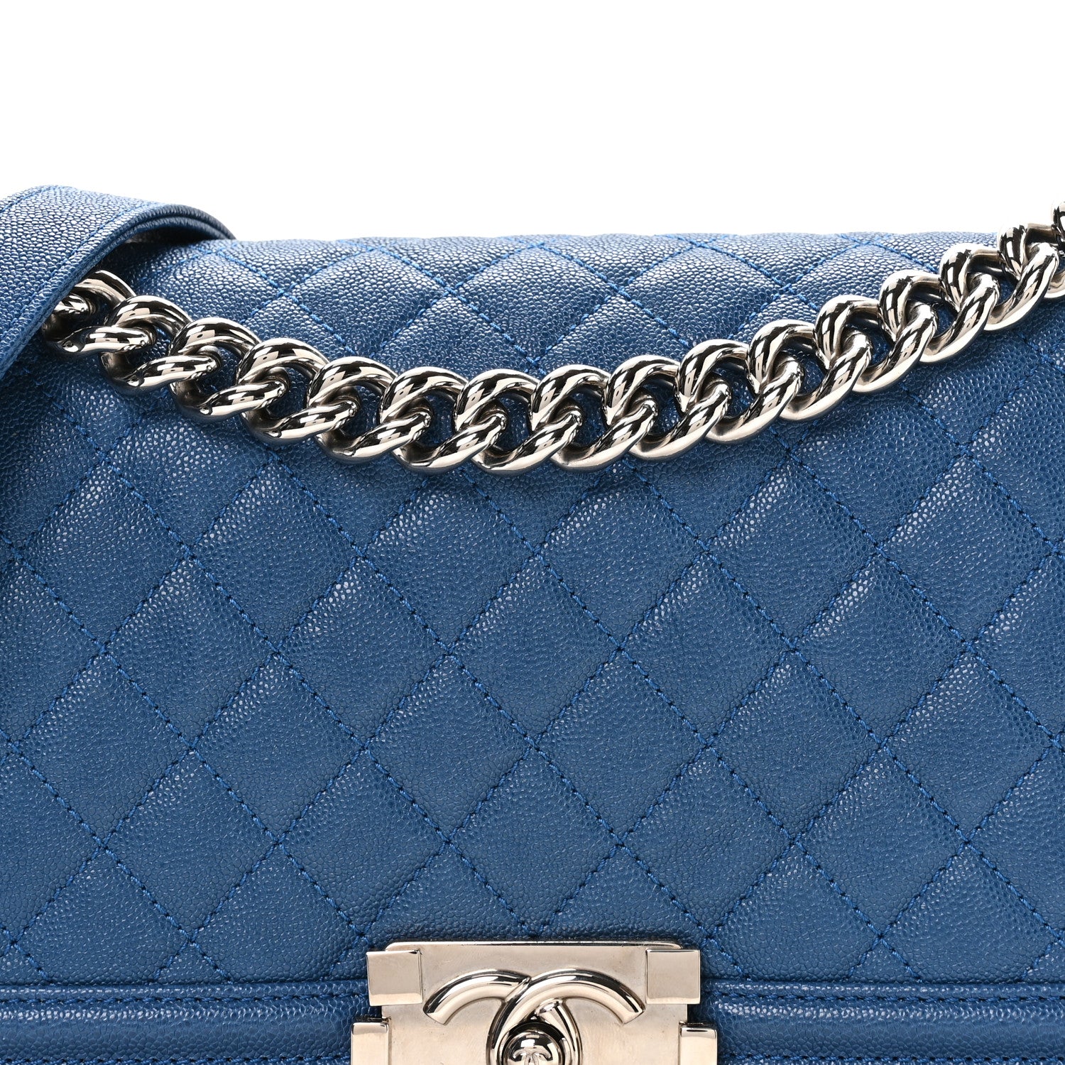 Chanel Iridescent Caviar Quilted Medium Boy Flap Blue 8 of 10