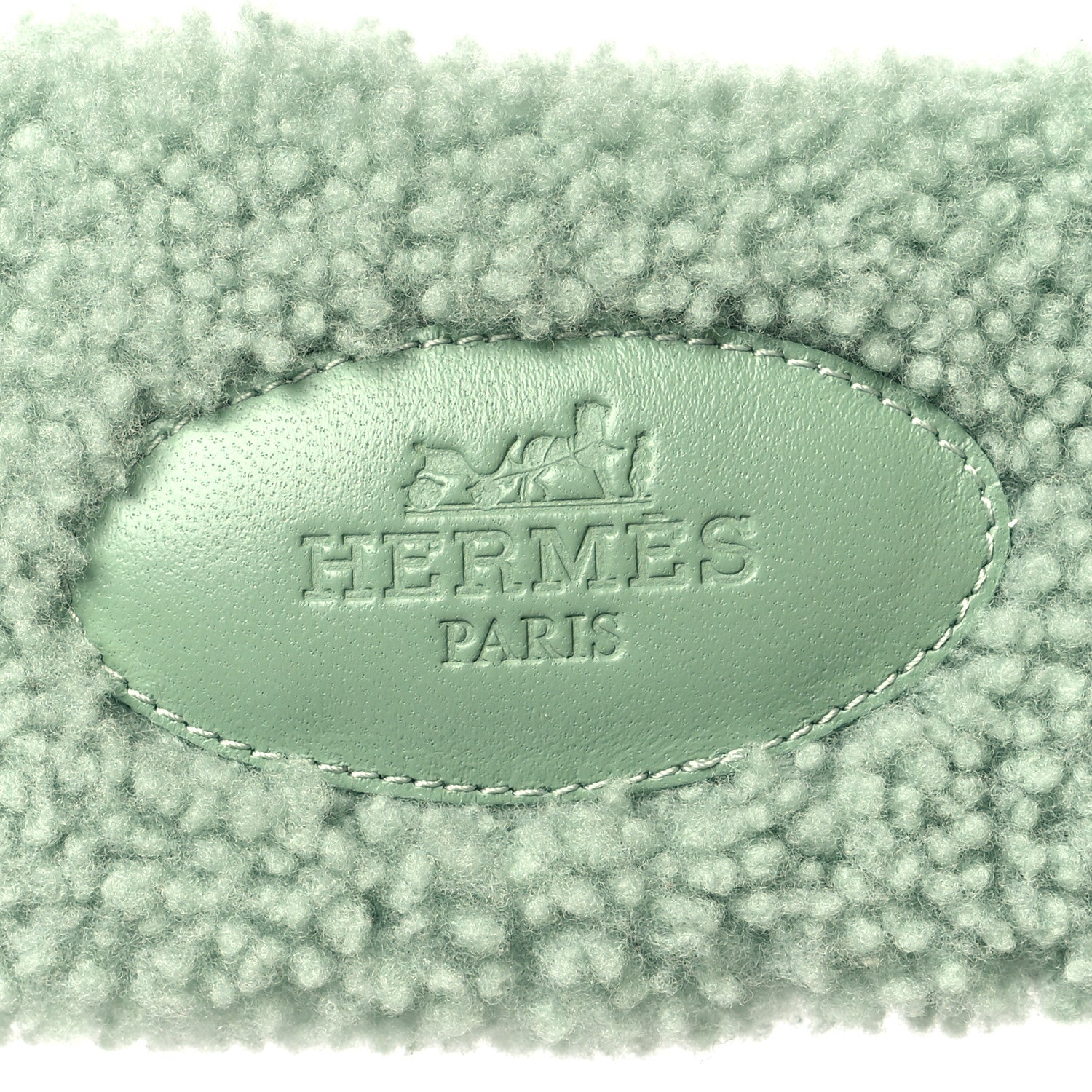 Hermes Woolskin Oran Sandals 38 Vert D’Eau 6 of 7