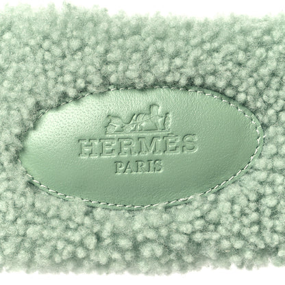 Hermes Woolskin Oran Sandals 38 Vert D’Eau 6 of 7