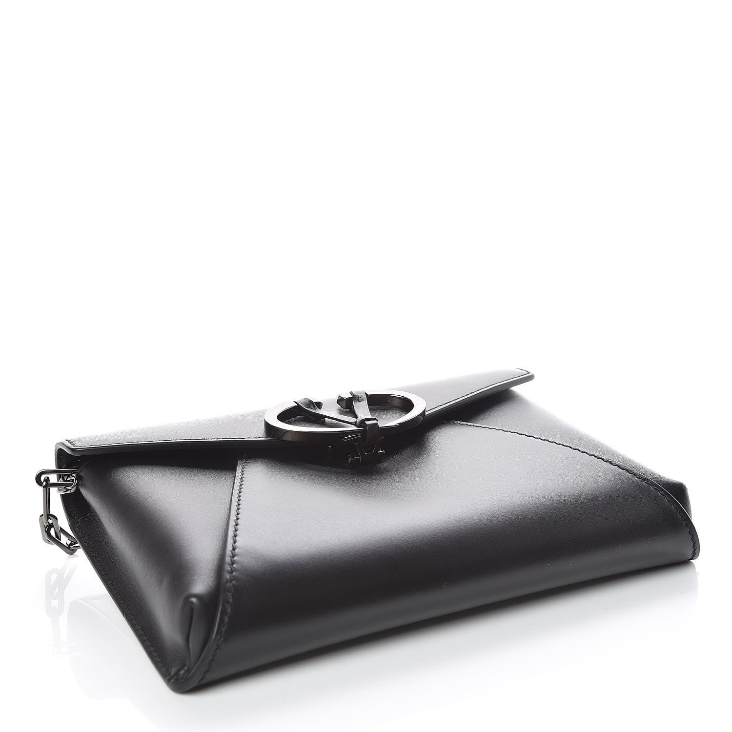 Valentino Garavani Calfskin V Rivet Chain Clutch Black 4 of 9