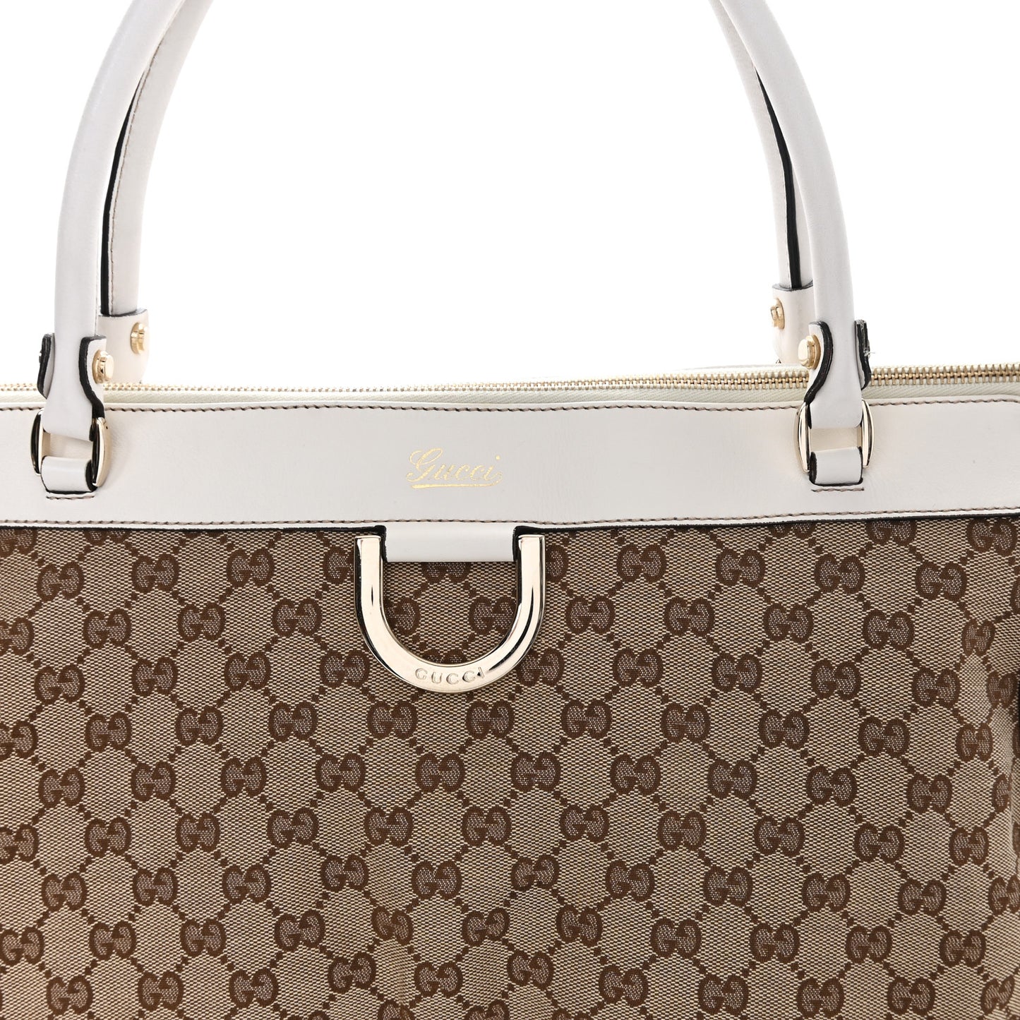 Monogram D Gold Tote  White