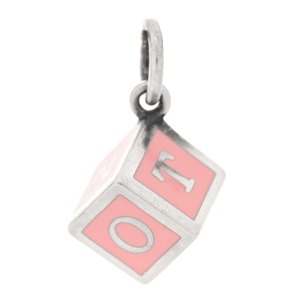 Tiffany Sterling Silver Enamel Baby Block Cube Charm Pink 1853235