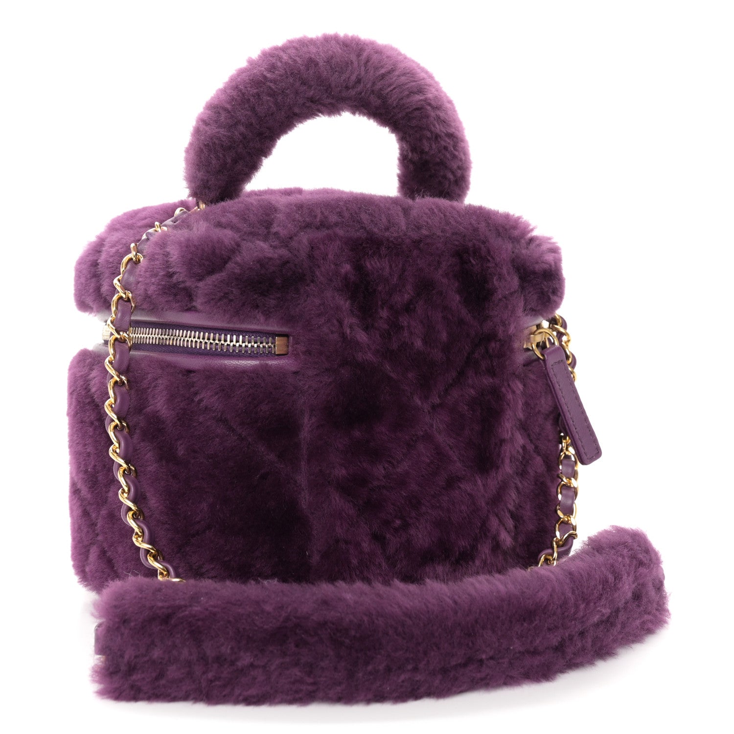 Chanel Shearling Lambskin Quilted Small Vanity Case Purple 4 of 12