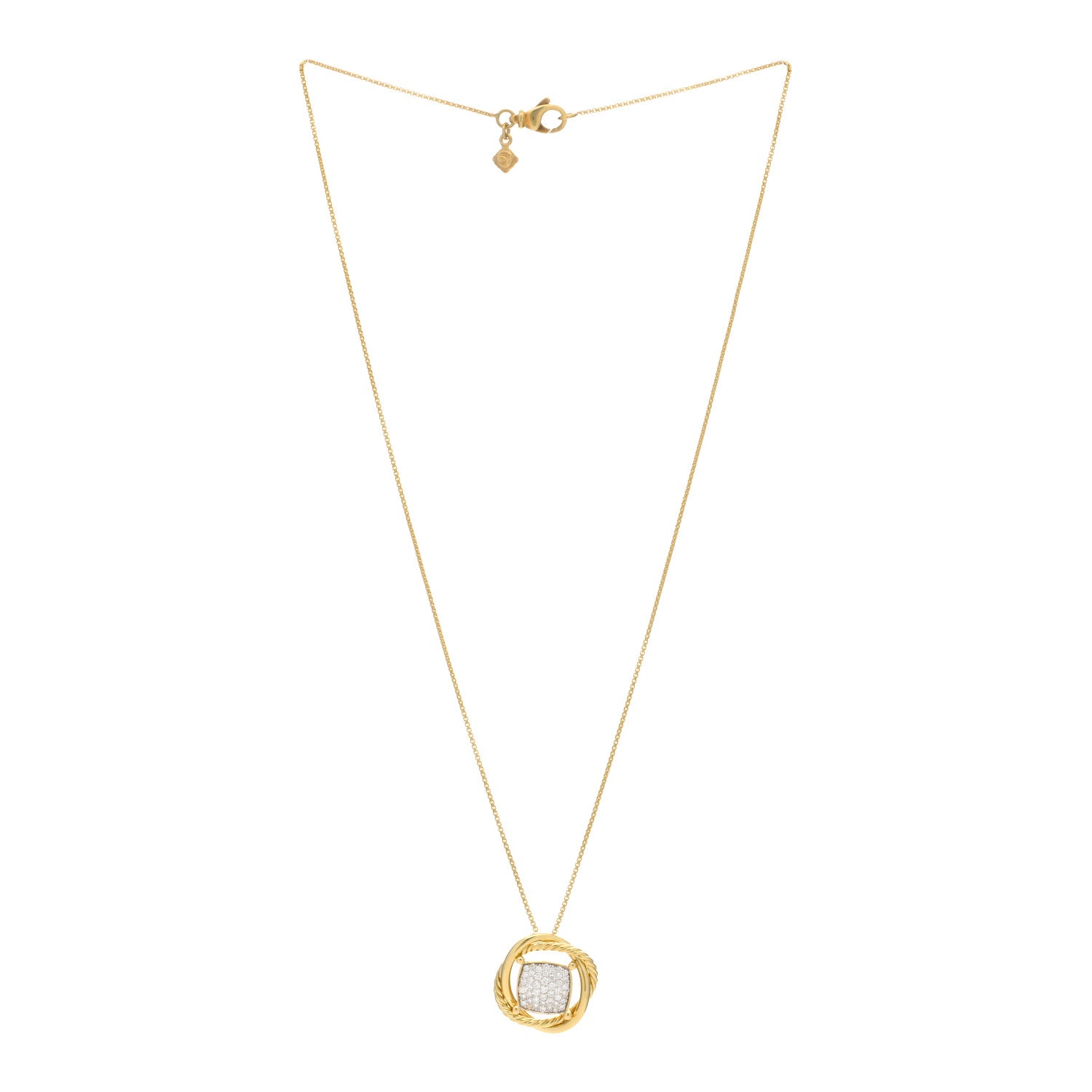 David Yurman 18K Yellow Gold Diamond 11mm Infinity Pendant Necklace 2 of 3
