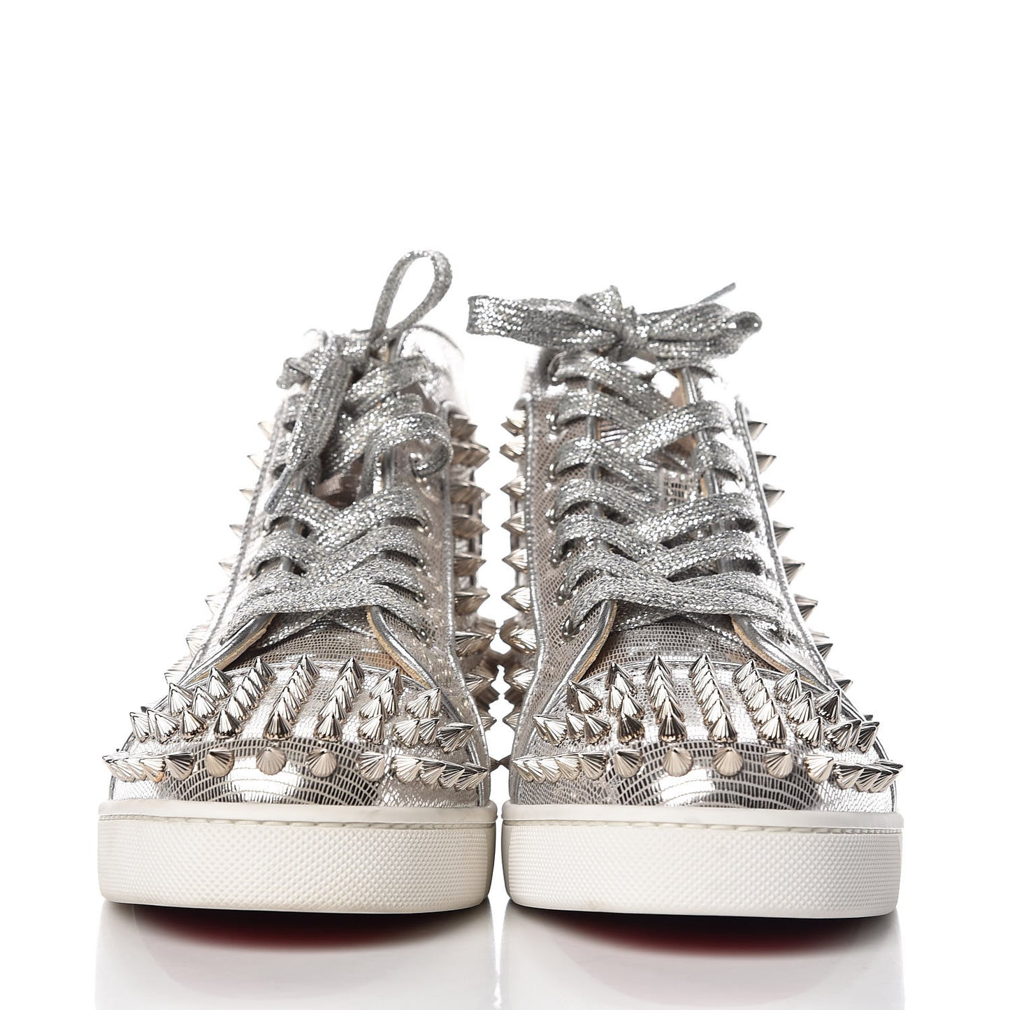 Laminato Dino Nappa Spikes Womens Louis Orlato Flat Sneakers 37.5 Silver