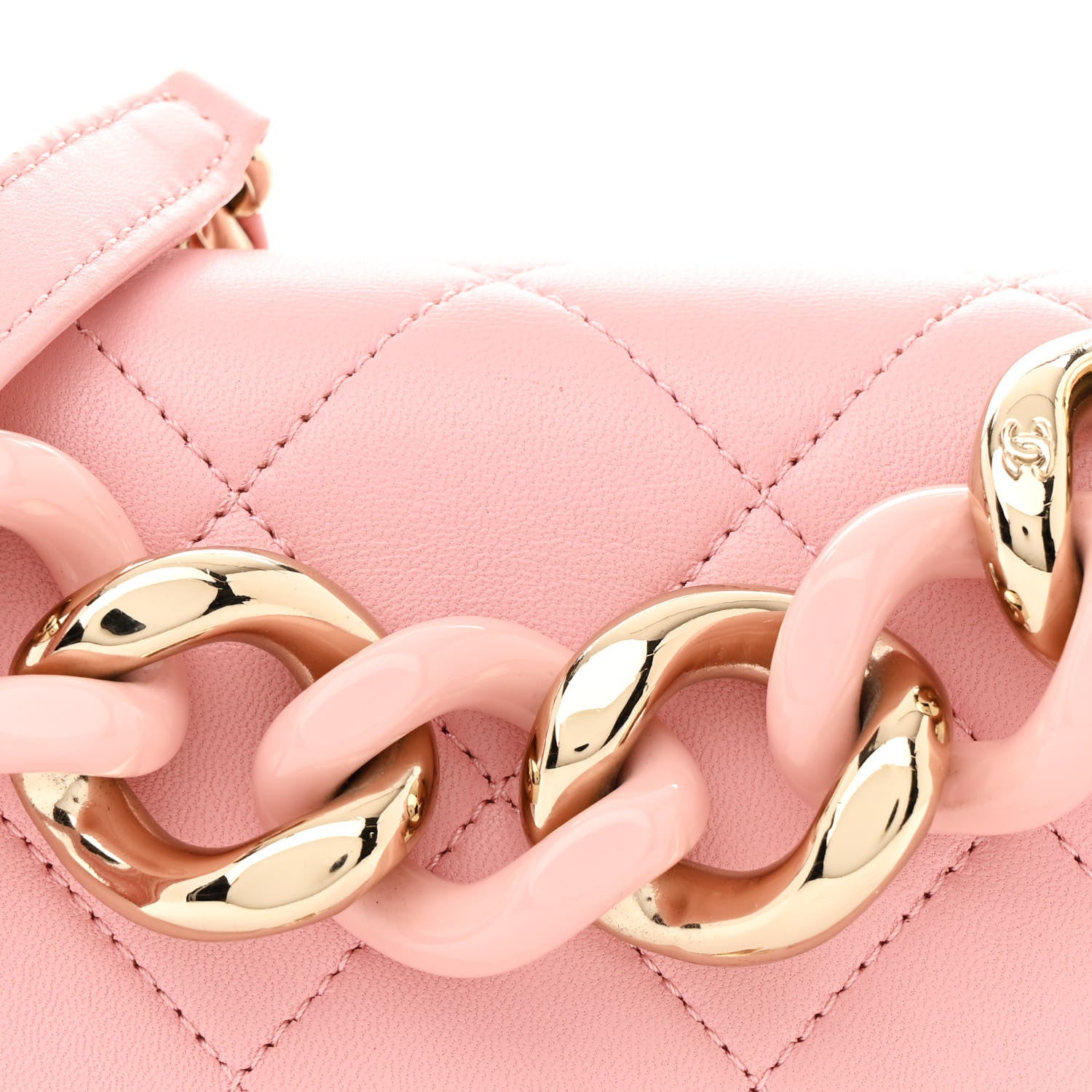 Chanel Lambskin Quilted Resin Bi-Color Chain Flap Bag Pink 8 of 11