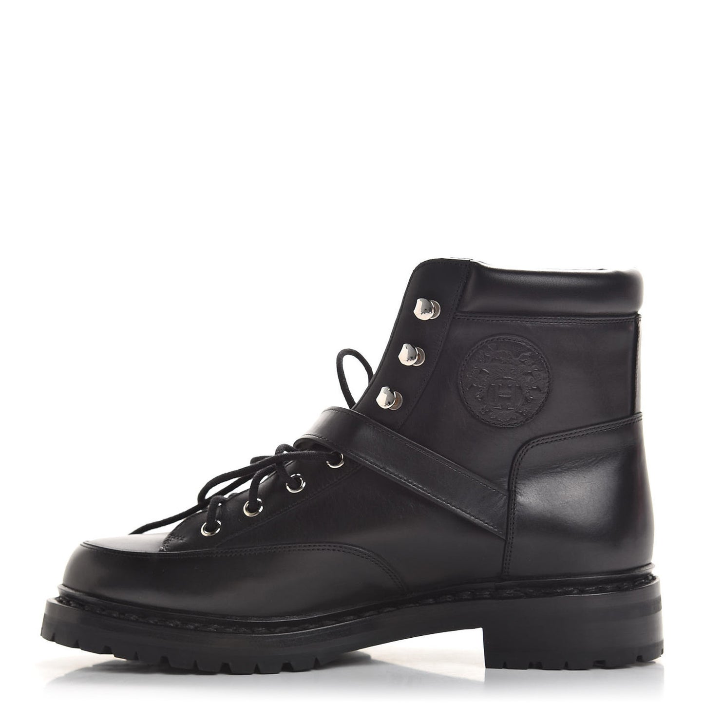 Calfskin Mens Hiking Ankle Boots 39 Black