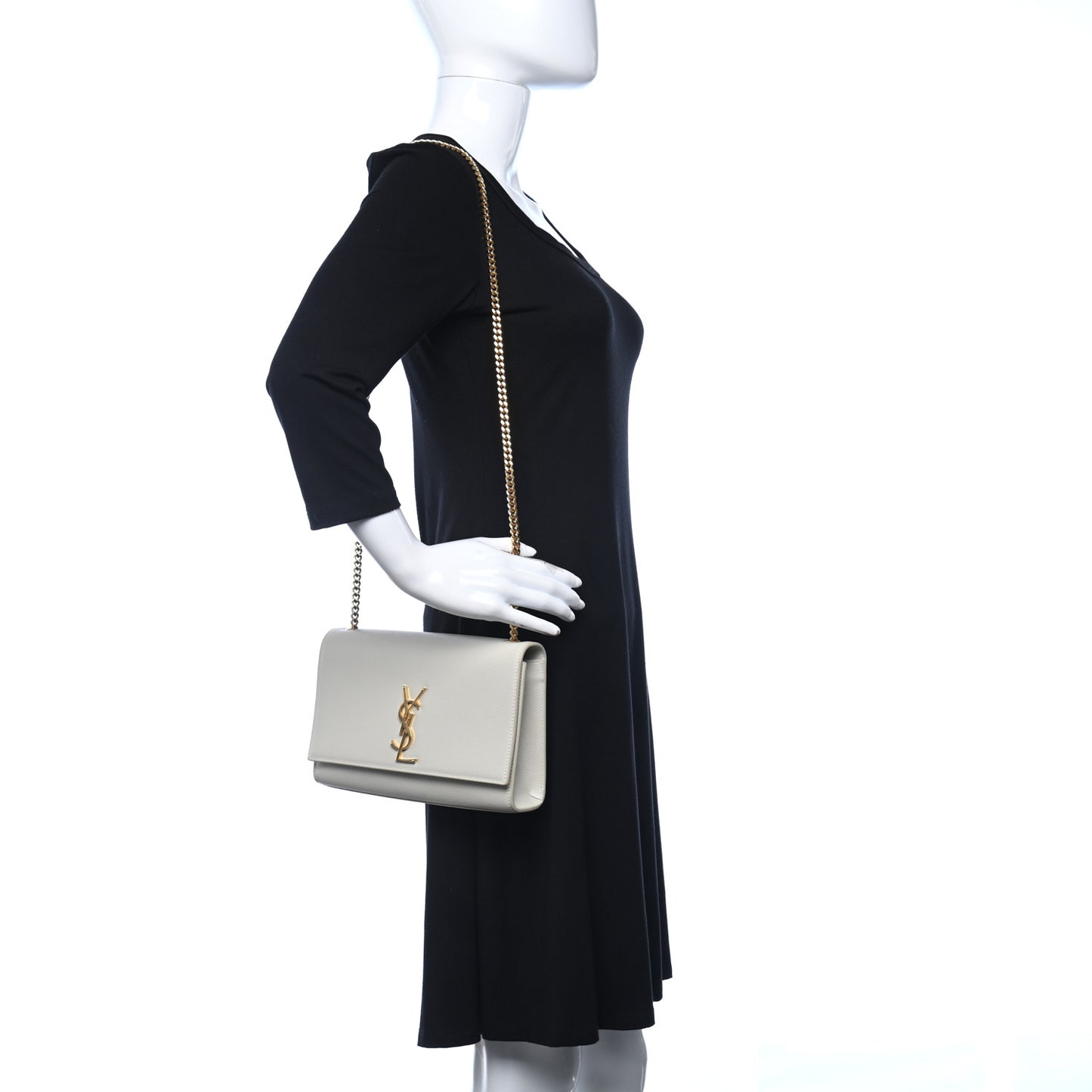 Grain De Poudre Medium Classic Monogram Kate Satchel Crema Soft