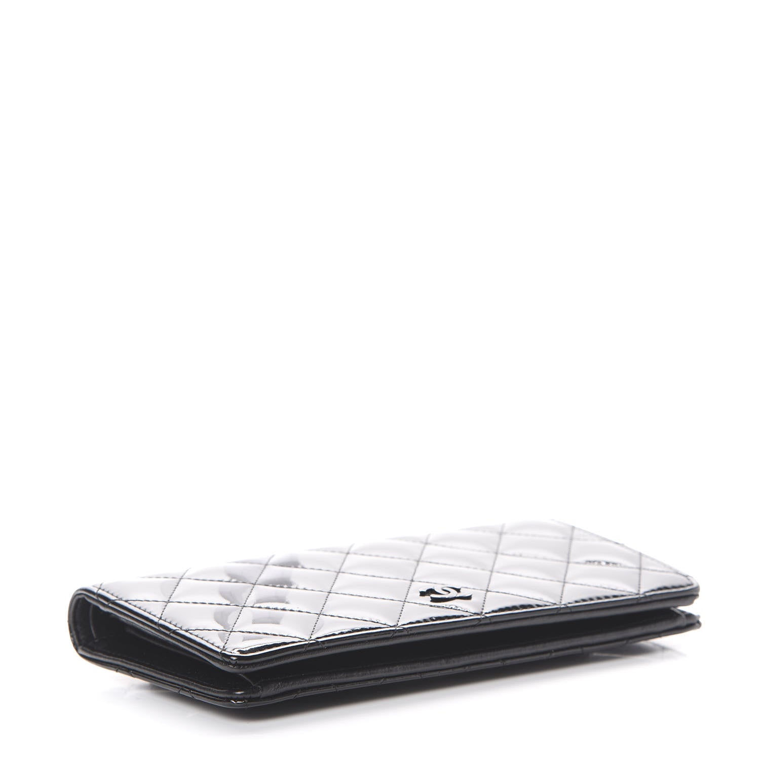 Chanel Patent Calfskin Quilted Yen Wallet Black 3 of 10