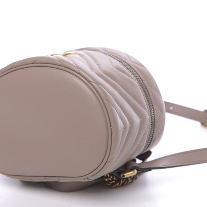 Gucci Calfskin Matelasse Mini GG Marmont Round Backpack Porcelain Rose 8 of 9