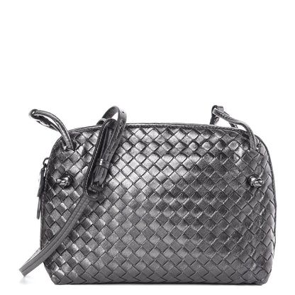 Bottega Veneta Metallic Grosgrain Intrecciato Pillow Crossbody Messenger Argento Ossidato 1 of 9