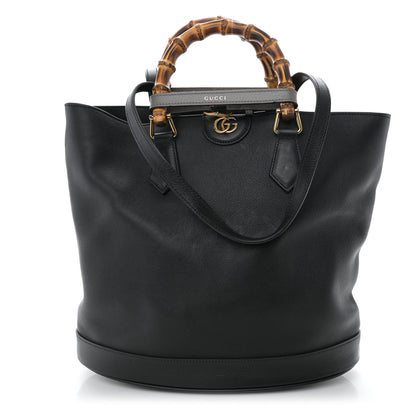 Gucci Calfskin Medium Diana Round Tote Bag Black Grey 1 of 12
