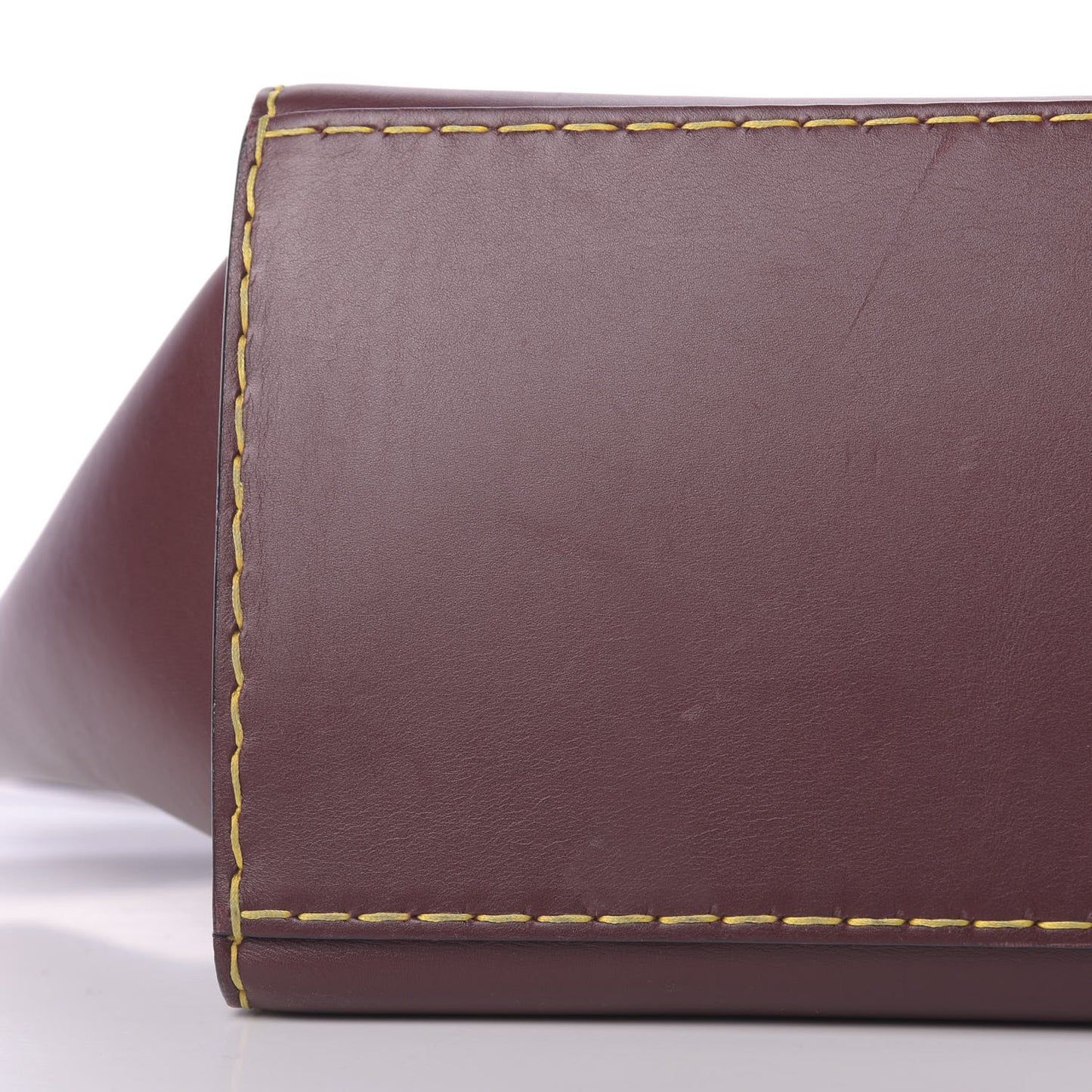 Smooth Calfskin Yellow Stitching Medium Trapeze Burgundy