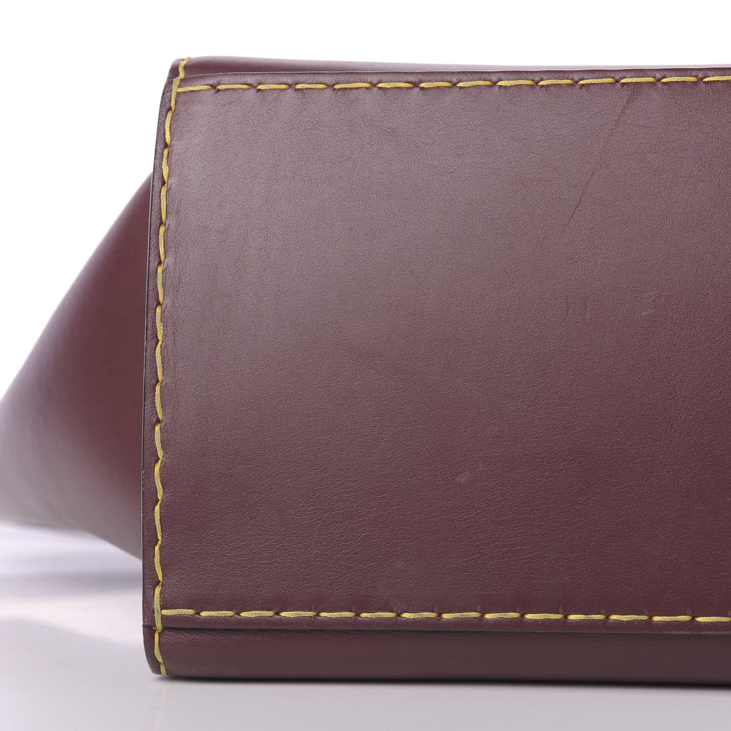 Celine Smooth Calfskin Yellow Stitching Medium Trapeze Burgundy 13 of 14