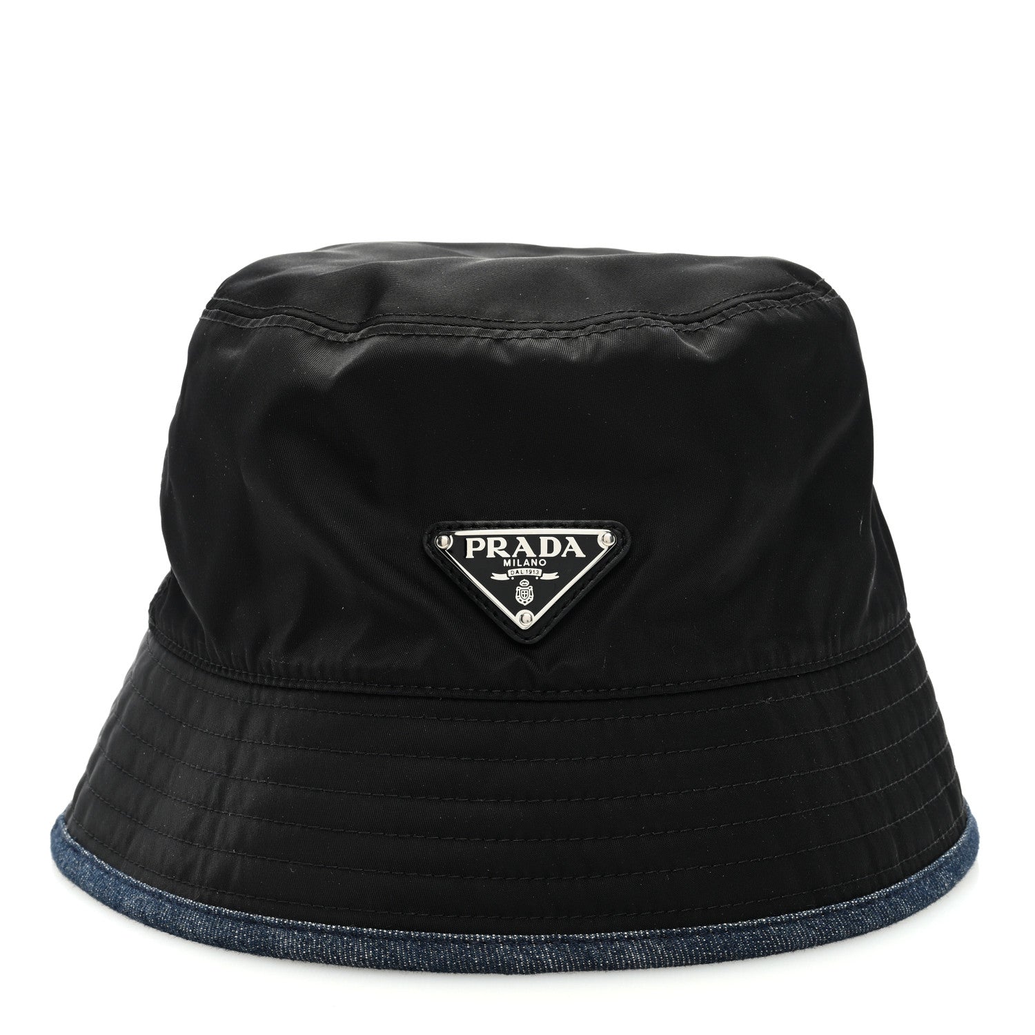 Prada Denim Re-Nylon Reversible Bucket Hat Blue Black 3 of 12