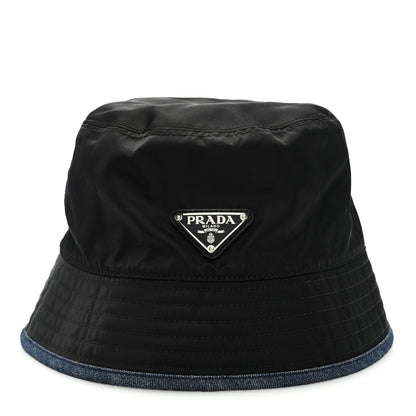 Prada Denim Re-Nylon Reversible Bucket Hat Blue Black 3 of 12