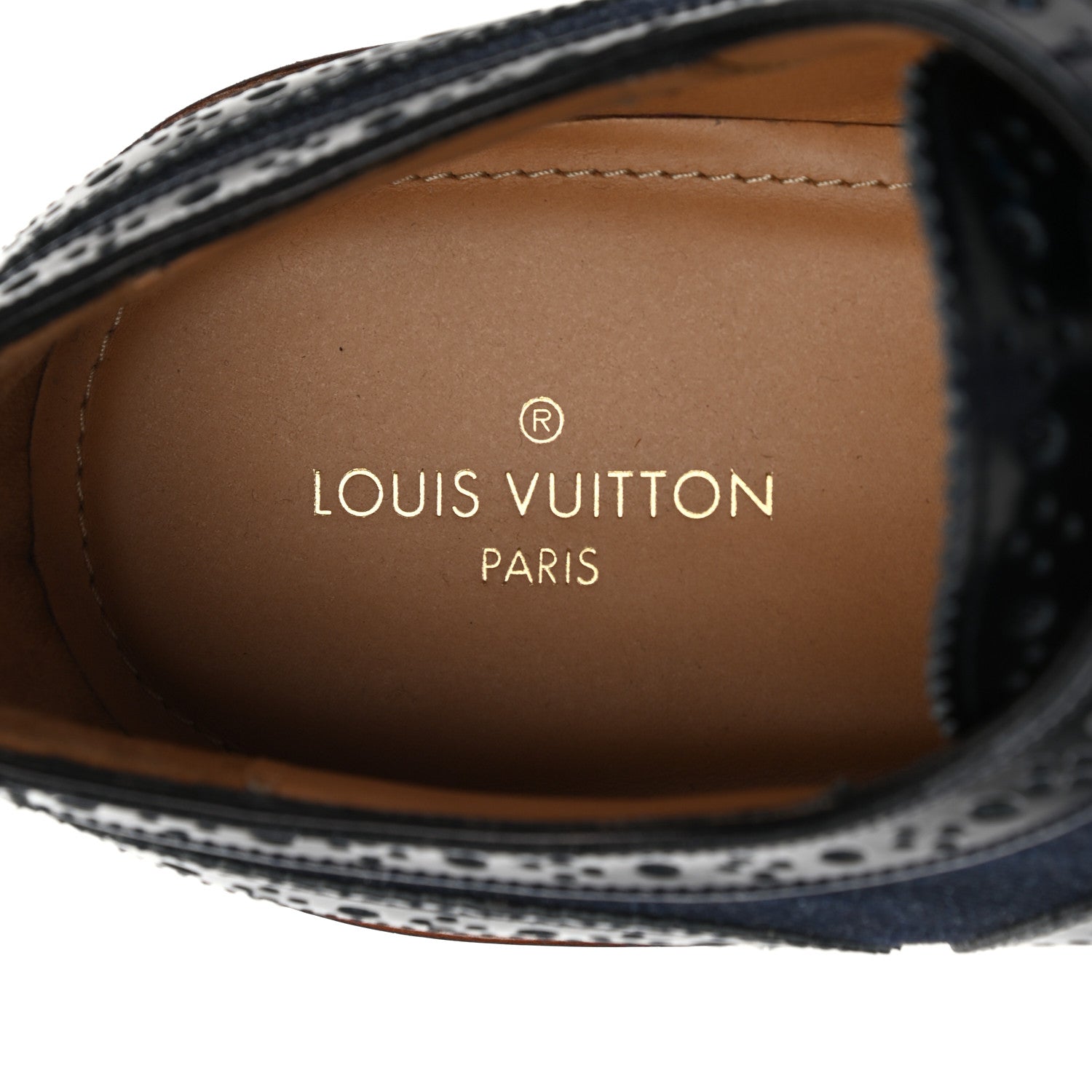 Louis Vuitton Calfskin Denim Mens Voltaire Derby Shoes 7 Marine 7 of 10