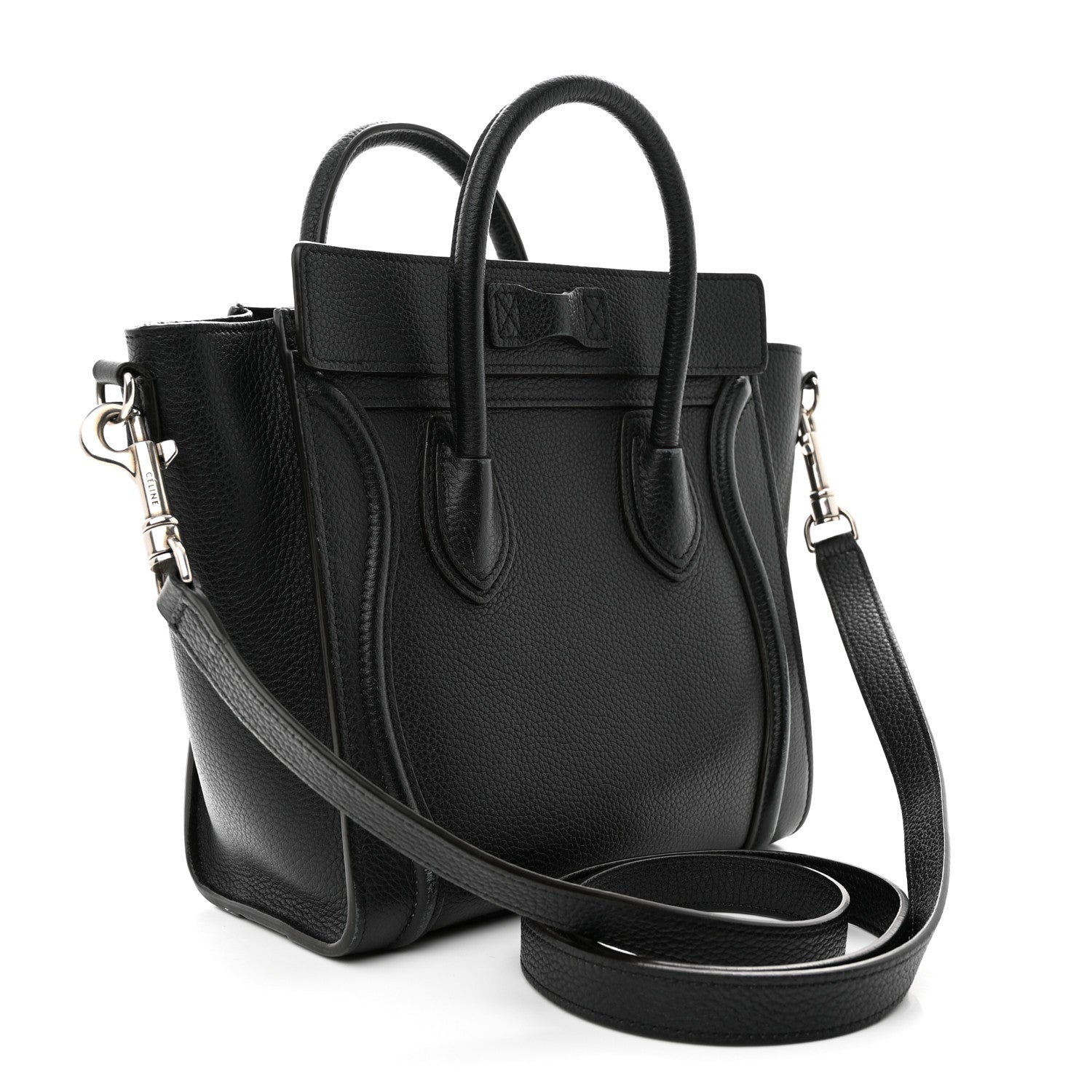 Celine Drummed Calfskin Nano Luggage Black 3 of 19