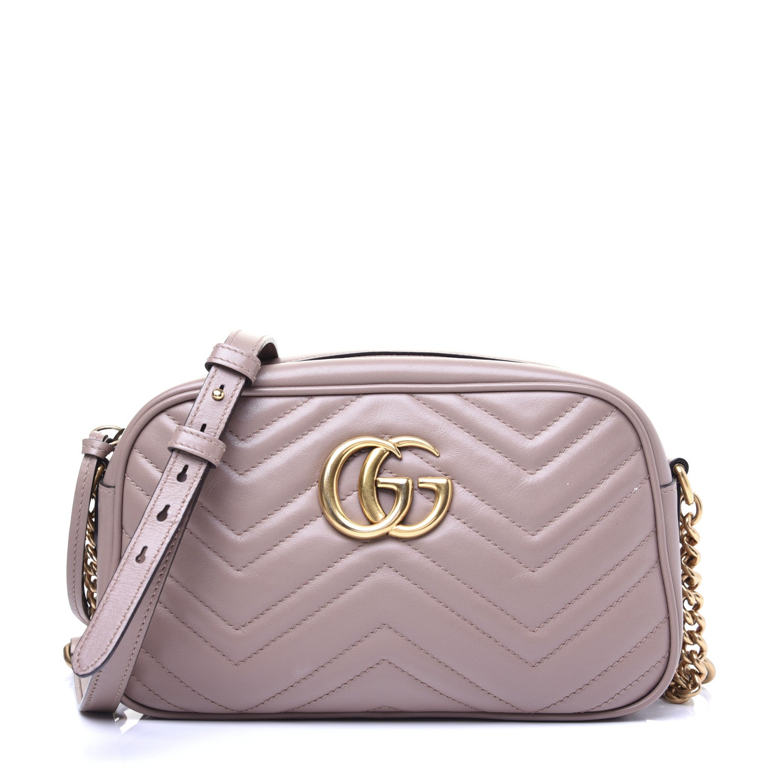Gucci Calfskin Matelasse Small GG Marmont Chain Shoulder Bag Porcelain Rose 1 of 13