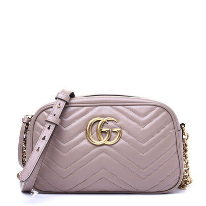 Gucci Calfskin Matelasse Small GG Marmont Chain Shoulder Bag Porcelain Rose 1 of 13