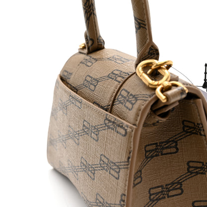 Balenciaga Coated Canvas BB Monogram Hourglass Top Handle Bag XS Beige Brown 8 of 8