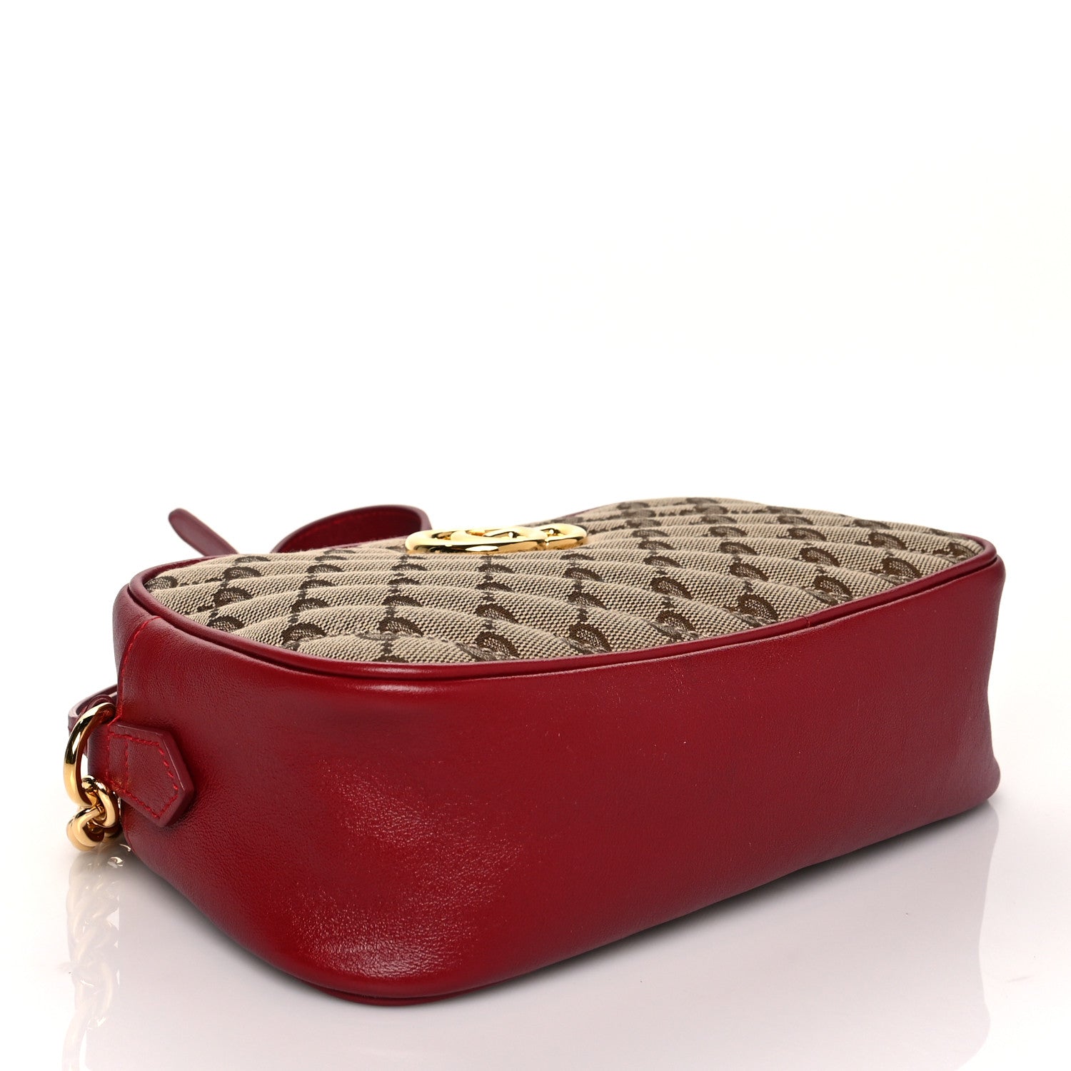 Gucci Monogram Azalea Calfskin Matelasse Diagonal Small GG Marmont Chain Shoulder Bag Beige Ebony New Cherry Red 4 of 12