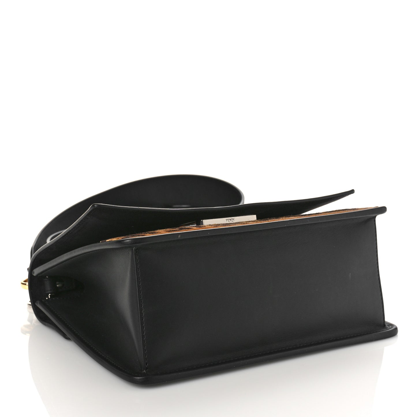 Vitello Century Velvet F is Fendi FF Kan I Shoulder Bag Black Tobacco