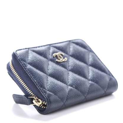 Chanel Caviar Quilted Zip Coin Purse Dark Blue 4 of 7
