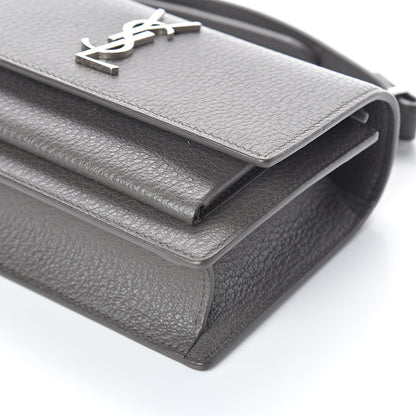 Saint Laurent Grained Calfskin Monogram Sunset Strap Wallet Fog 8 of 8