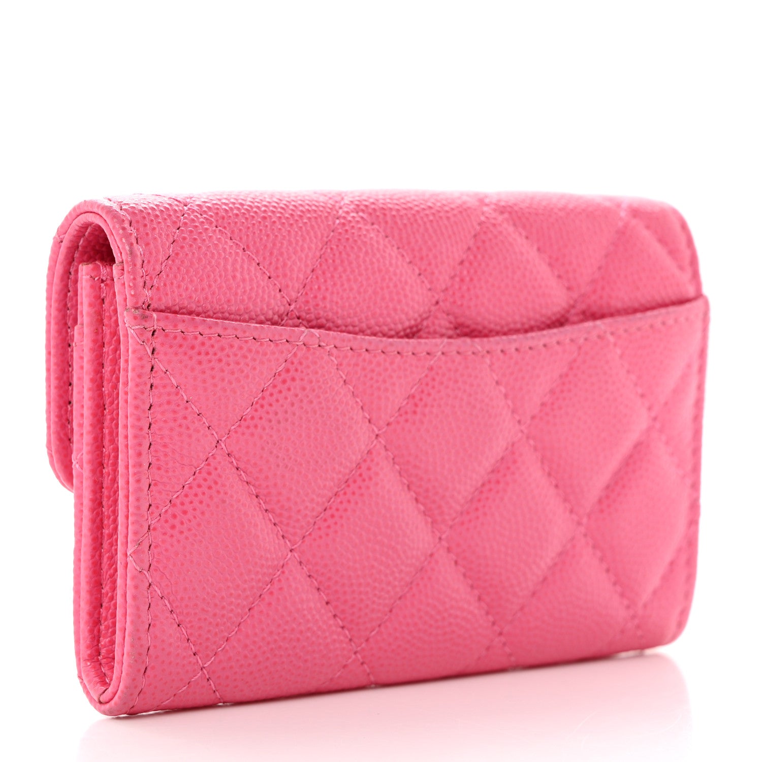 Chanel Caviar Quilted Flap Card Holder Wallet Pink 3 of 9