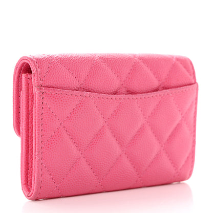 Chanel Caviar Quilted Flap Card Holder Wallet Pink 3 of 9