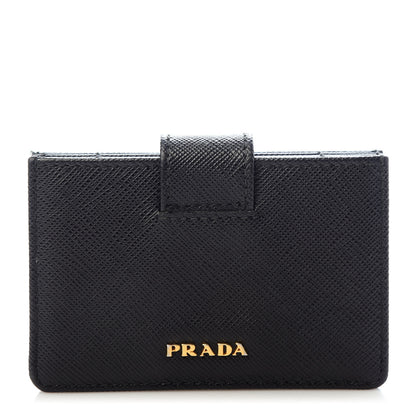 Prada Saffiano Metal Accordion Card Case Black 1 of 6