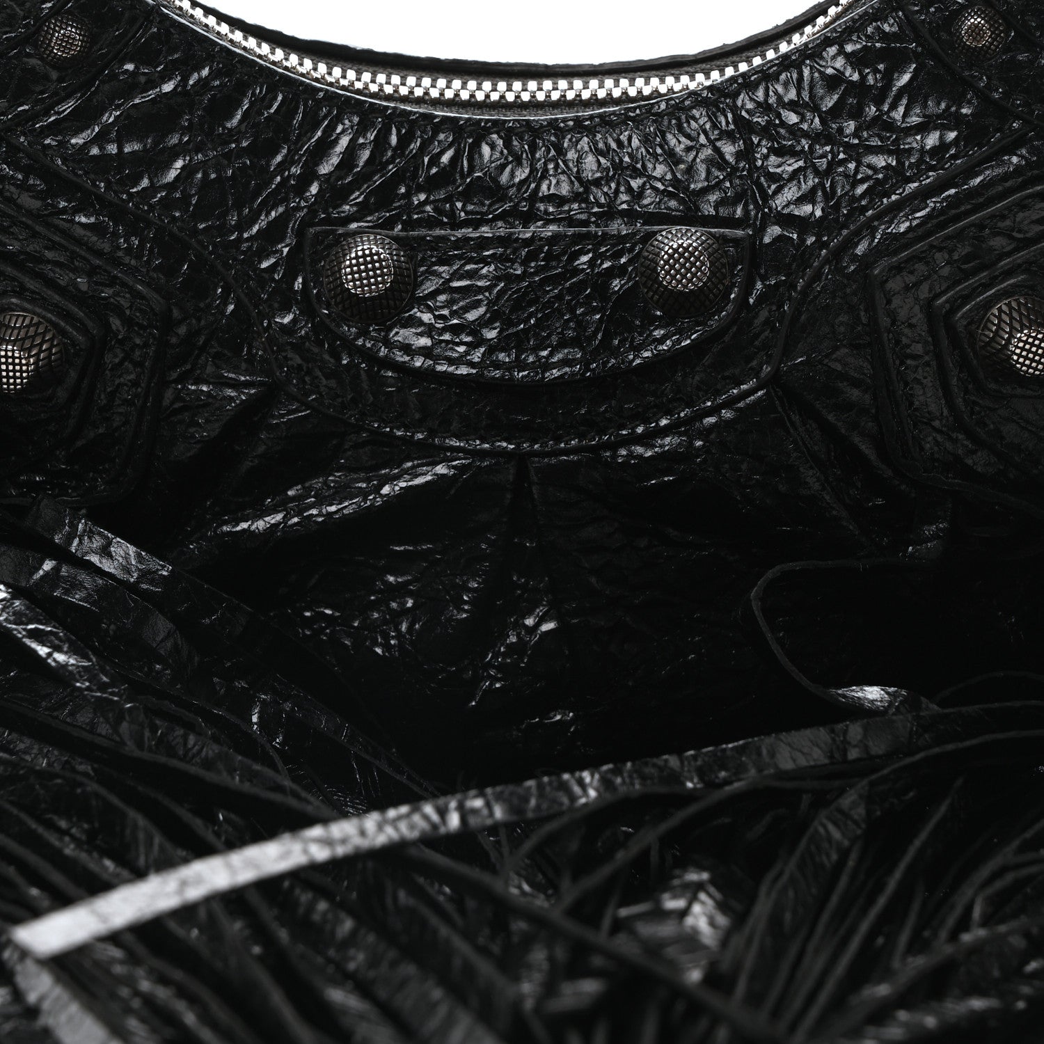 Balenciaga Agneau Arena Le Cagole Fringe Shoulder Bag XS Black 9 of 11