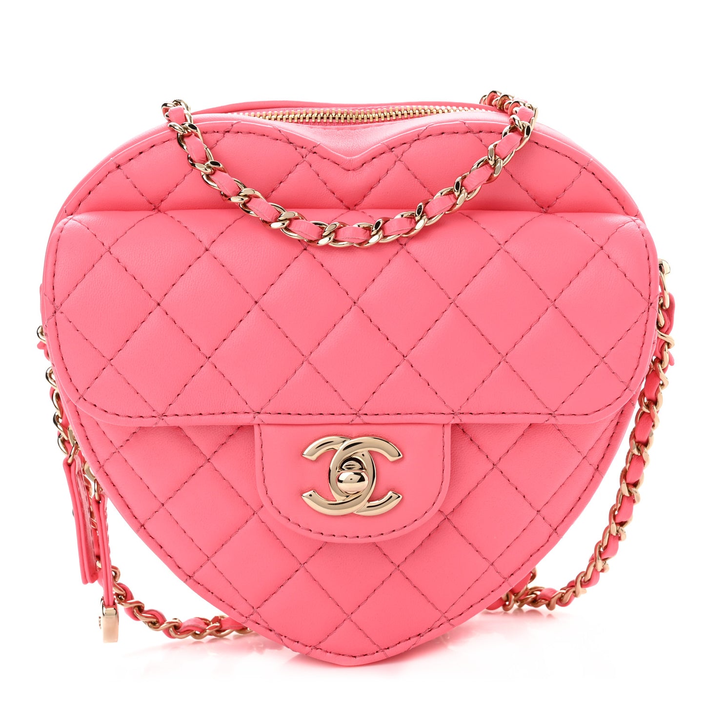 Lambskin Quilted CC In Love Heart Bag Pink