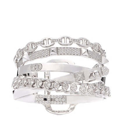 Hermes 18K White Gold Diamond TGM Alchimie Bracelet SH 1 of 7