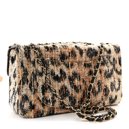Chanel Tweed Mixed Fibers Leopard Print Small Souplissimo Maxi Flap Brown Black White 3 of 11
