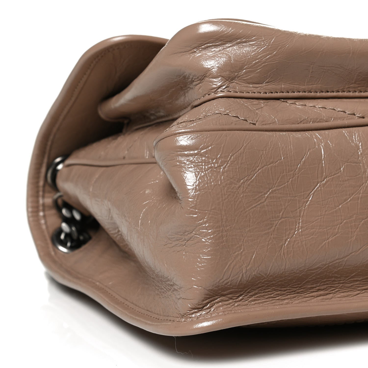 Saint Laurent Crinkled Calfskin Matelasse Monogram Medium Niki Chain Satchel Light Taupe 10 of 11