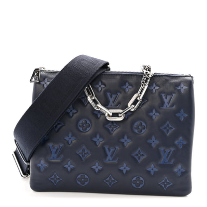 Louis Vuitton Lambskin Embossed Monogram Coussin PM Navy 1 of 13