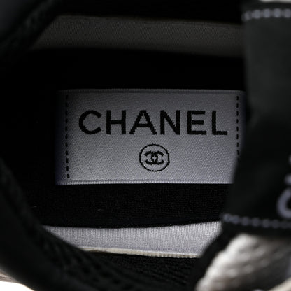 Chanel Mesh Suede Calfskin Grained Calfskin Womens CC Sneakers 37 White Black 6 of 8