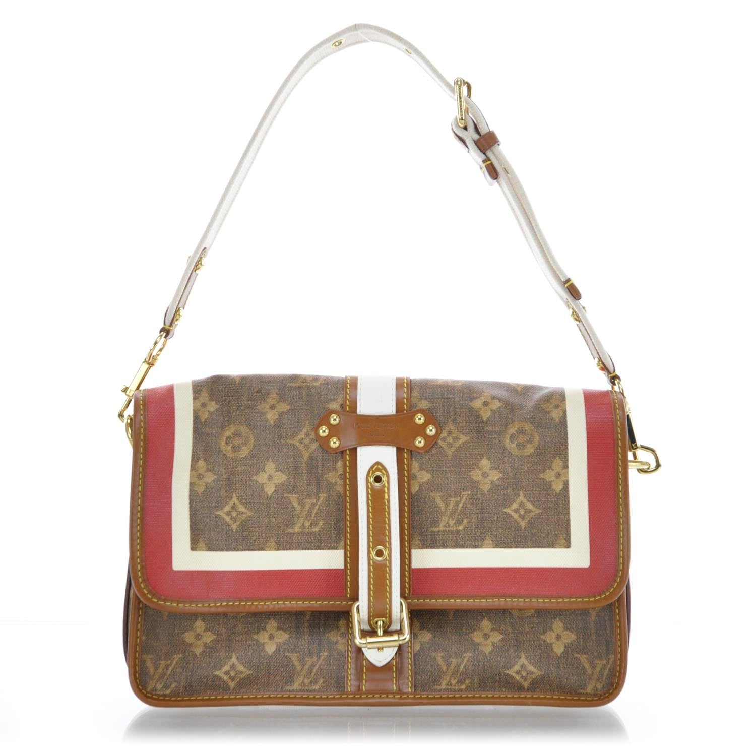 Louis Vuitton Monogram Rayures Tisse Clutch Red 1 of 9